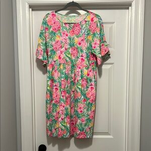 Lilly Floral Pink and Green Dress